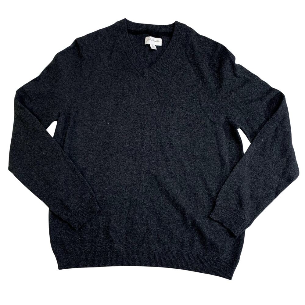 John W Nordstrom 100% cashmere sweater dark gray v neck Large